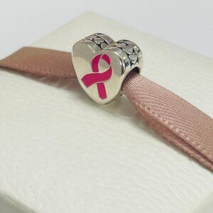 Pandora Pink Ribbon Of Hope Heart Shape Charm